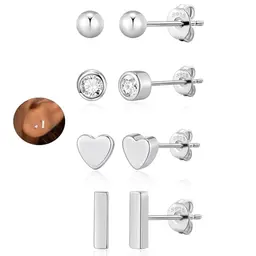VEEDOFA Silber Ohrstecker, Hypoallergen, 925 Sterling Silber, Mehrfach Sets für Frauen