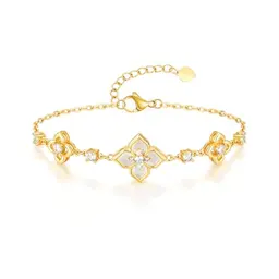 Gamtic Vierblättriges Kleeblatt Armband Damen - Vergoldet Blumen Glücksbringer Armband mit Cubic Zirkonia