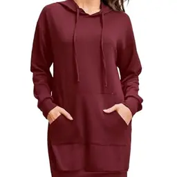 Terecey Damen Hoodie Langarm Kapuzenpullover Casual Minikleid aus Baumwolle