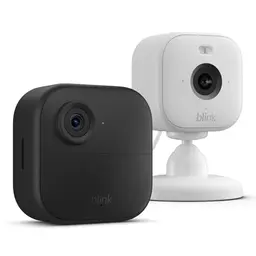 Blink Outdoor Kamera 4 + Blink Mini 2 Weiß - Kabellose HD-Sicherheitskamera mit 2 Jahren Batterielaufzeit