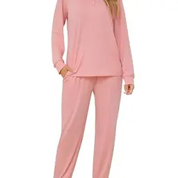 Damen Schlafanzug Set Langarm, bequem und weich, Loungewear, Herbst/Winter, Rosa