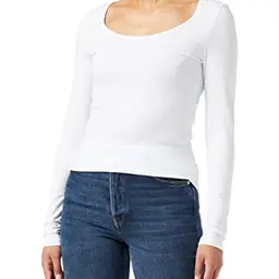 VERO MODA Damen Langarmshirt Vmmaxi My Ls, Weiß, Größe S