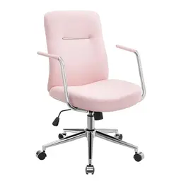 SONGMICS Bürostuhl, höhenverstellbar, bequeme Rückenlehne, bis 150 kg belastbar, pastellrosa