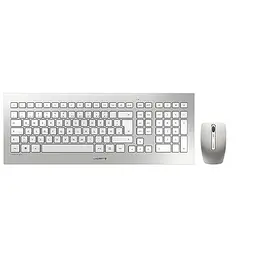 CHERRY DW 8000 Wireless Keyboard and Mouse Set, German Layout (QWERTZ), Slim Design, White-Silver