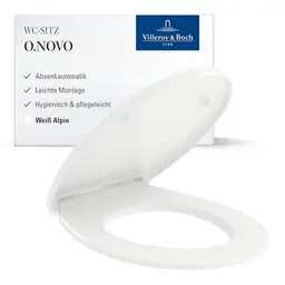 Villeroy & Boch WC-Sitz O.novo - Weiß glänzend mit Absenkautomatik - Ovaler Toilettendeckel aus Duroplast