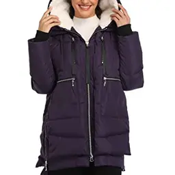 VOGMATE Damen Daunenjacke mit Kapuze, Wintermantel in Dunkelviolett, Größe M
