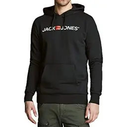 JACK & JONES Herren Kapuzenpullover Jjecorp Logo, Schwarz, Größe L