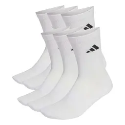 adidas Unisex Crew Socks 6 Pack - White/Black, Size 42-45