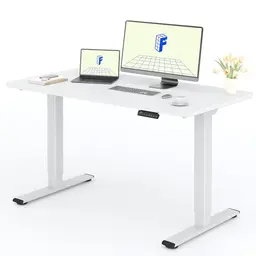 FlexiSpot Höhenverstellbarer Schreibtisch 140 x 80 cm, Weiß mit ergonomischem Design