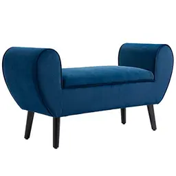 HOMCOM Polsterbank mit Stauraum, Samtoptik, für Wohnzimmer und Schlafzimmer, Dunkelblau, 118 x 42 x 66 cm