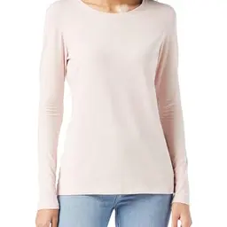 Amazon Essentials Damen Langarm T-Shirt Rundhalsausschnitt, Hellrosé, Größe XS