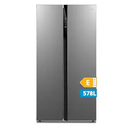 Midea Side-by-Side Kühl-/Gefrierkombination 347 L Kühlen, 201 L Gefrieren, Inox, 176,5 cm hoch