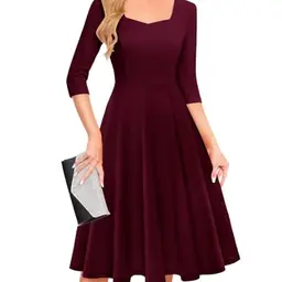 Berylove Cocktailkleid Damen Elegant Vintage Kleid Festlich für Hochzeitsgäste und Jugendweihe Burgundy S