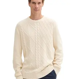 Tom Tailor Herren Pullover Basic, Smooth Light Sand, M