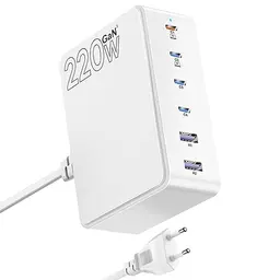 USB C Ladegerät 220W - 4x USB-C & 2x USB-A, Schnellladegerät für MacBook, iPhone, iPad, Galaxy u.a.