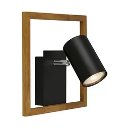 BRILONER Leselampe Wandleuchte Schwarz Holz, Schwenkbar, für das Wohnzimmer