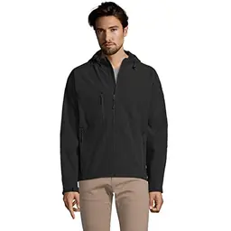 WIBELL Herren Softshelljacke mit Kapuze - Winterjacke Parka in Schwarz, XXL
