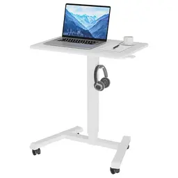 BONTEC Höhenverstellbares Stehpult mit 4 Rollen, 65×45cm, Weiß