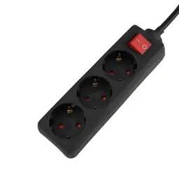 UNITEC 3-Fach Steckdosenleiste mit Schalter, 1,4 m, schwarz