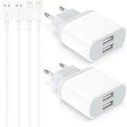 iPhone Ladegerät Set, 4x 2M Ladekabel & 10.5W Netzteil für iPhone 11 Pro Max, XR, XS, 8, 7, 6, SE, 5 und 14, 13, 12