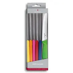 Victorinox Swiss Classic 6-teiliges Tomaten- und Tafelmesser Set, Extra Scharf, 11 cm, Rostfreier Stahl