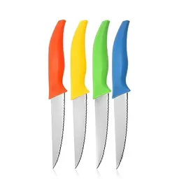 Astylway 4er Steakmesser-Set, Spülmaschinenfest, Edelstahl, Ergonomischer Griff, Verschiedene Farben