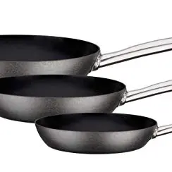 GSW Avanti Pfannen-Set 3-tlg, Karbonstahl, Edelstahl, schwarz