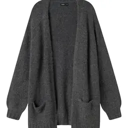 LMTD Damen Nlfnava LS Long Knit Cardigan, Dark Grey Melange, Größe 122-128