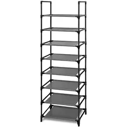 edihome Schuhregal, 8 Ebenen, schmal, vertikal, Kunststoff, hoher Schuhschrank, Maße: 46x27x141 cm