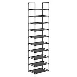 SONGMICS Schuhregal mit 10 Ebenen, schmaler Schuhaufbewahrung, 28 x 45 x 173 cm, für Flur oder Schlafzimmer, schwarz