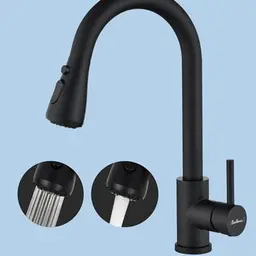 Ausziehbarer Wasserhahn für die Küche mit 360° Drehung und 2 Sprühfunktionen (Schwarz)