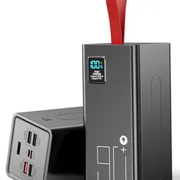 Upgrade Power Bank 90000mAh - Tragbares Ladegerät mit 5 Ausgängen, 2 Eingängen & LED Display für iPhone, Camping & Outdoor