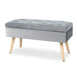 Hawthyhome Sitzbank mit Stauraum, Samt Polsterbank für Flur, Wohnzimmer und Schlafzimmer, Grau
