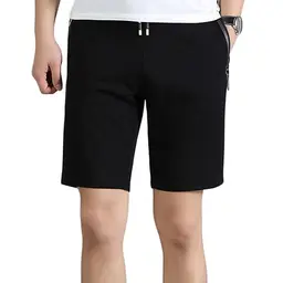 Herren Jogginghose Sommer Shorts, Locker, Elastisch, mit Reißverschlusstaschen, Sport- und Freizeitshorts