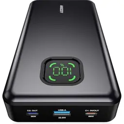 ANSODY Power Bank 25000mAh 65W - Kompakte Powerbank für iPhone, Xiaomi, iPad - Ideal für Reisen und Outdoor (Grau)