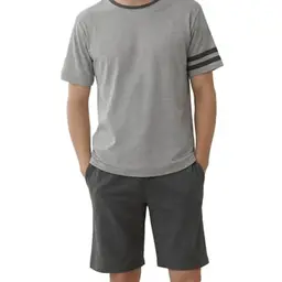 BAJAOEY Herren Schlafanzug Kurzarm Set mit Shorts, Bequeme Nachtwäsche & Loungewear