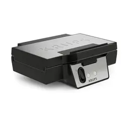Krups Waffeleisen Iconic, 850 W, antihaftbeschichtete Platten, vertikale Aufbewahrung, benutzerfreundlich, Schwarz/Edelstahl