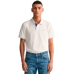 Gant Herren Polohemd Eggshell, Kurzarm, Piqué, Regular Fit