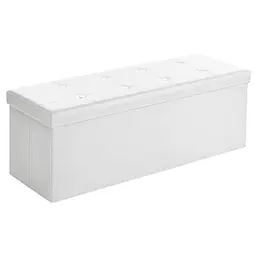 SONGMICS 110 cm Sitzbank mit Stauraum, faltbar und gepolstert, weiß
