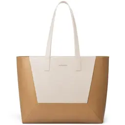 LOVEVOOK Mittelgroße Handtasche Damen, Elegante Leder Tote Bag für Büro und Alltag, Beige-Braun