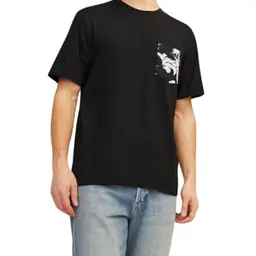 JACK&JONES Herren T-Shirt JORARUBA, Kurzärmlig, Crew Neck, Schwarz, Größe S