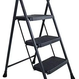 Elevon Klappbarer Tritthocker, stabile 3-stufige Stahlleiter mit Anti-Rutsch-Pedal