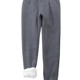 Imuedaen Damen Jogginghose Fleece Sweatpants Winter Jogger mit Tasche (A Dunkelgrau, L)