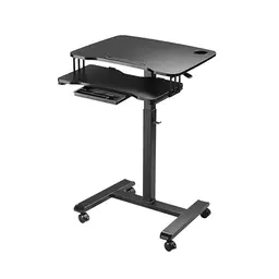 Höhenverstellbares Stehpult 68x50 cm mit Rollen - Mobiler Schreibtisch für Wohnzimmer & Schlafzimmer - Schwarz