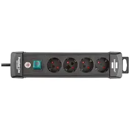 Brennenstuhl Premium-Line 4-Fach Steckdosenleiste mit Schalter und 1,8m Kabel, Made in Germany, schwarz