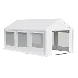 Outsunny Pavillon 6 x 3 m Partyzelt mit abnehmbaren Seitenwänden für Outdoor-Partys und Familienfeiern - Weiß