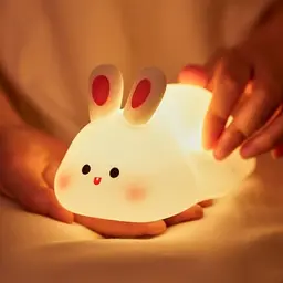 NesveCit LED Nachtlicht Kaninchen - Dimmbare Silikon Lampe für Kinderzimmer, Wiederaufladbar & Touch Steuerung