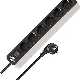 Brennenstuhl Ecolor 6-fach Steckdosenleiste mit Schalter, 1,5 m Kabel, Schwarz/Weiß