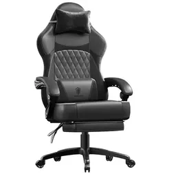 Dowinx Gaming Stuhl mit Massagefunktion, Ergonomischer Gamer Sessel, Schwarz, bis 150 kg belastbar