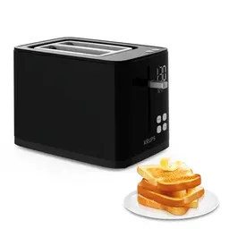 Krups KH641810 Smart'n Light Toaster, Zwei-Scheiben, 7 Bräunungsstufen, Schwarz